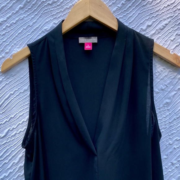 Vince Camuto Black Sleeveless V-Neck Top - Women's Small - Picture 2 of 6